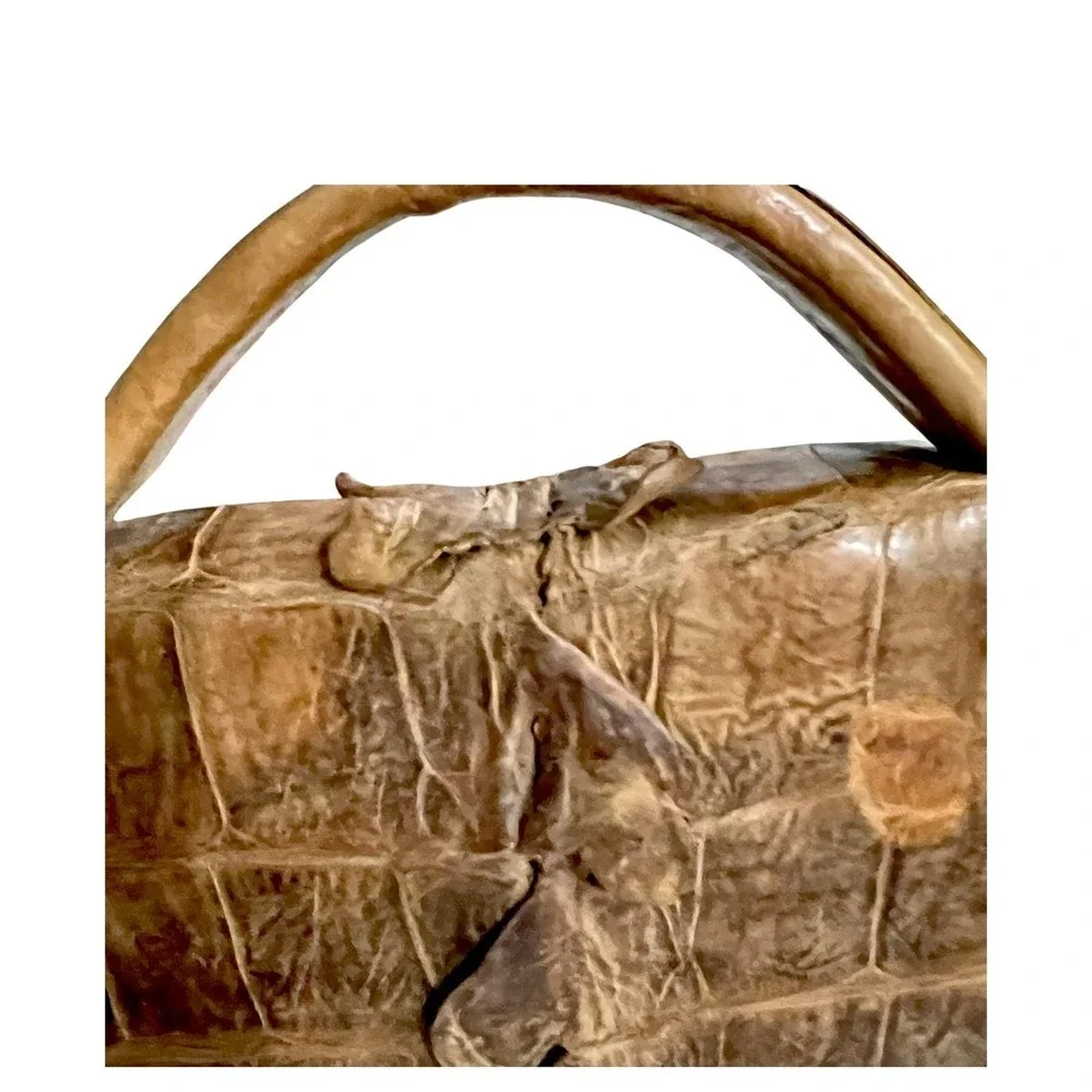 Vintage Alligator Crocodile Skin Briefcase Brown Exotic Leather‎ Lizard Trim